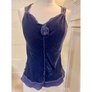Anthropologie Aquarius Periwinkle Blue Velvet Top Size Petite‎ X-Small